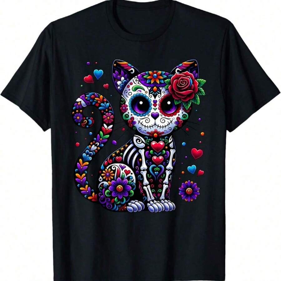 Dia De Los Muertos Cinco De Mayo Sugar Skull Men Women T-Shirt - Negro - Ver 1