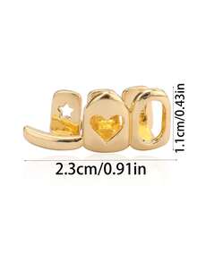 2 piezas Dientes Grillz para Mujeres - Tapas de Dientes Huecas Doradas | Grillz de Plata para Tus Dientes | Joyería Chapada en Oro de 14K para Cosplay y Moda con Barra Moldeadora Extra - Multicolor - Ver 6