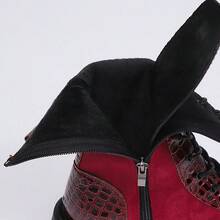 2025 Nuovi stivali slim con suola spessa, stile britannico, scarpe da donna - Rosso - Visualizzare 6