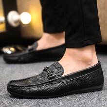 圣诞季新款男鞋，乐福鞋，时尚男士休闲鞋，一脚蹬，百搭舒适乐福鞋 - 黑色 - 查看 2