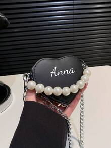 Customized Mini Minimalist Solid Color Heart-Shaped Pearl Handbag, Showcasing Exquisite Valentine's Day Vibe, Can Be Printed With Your Name Or Holiday Greetings. Suitable For Daily Life, Outings, Travel, Shopping, Dancing And Other Occasions. Also An Ideal Choice For Christmas, Thanksgiving, Back To School, Work, Commuting, Parties And Gatherings. A Perfect Gift For Friends, Classmates, Daughters And More. - Multicolor - View 13
