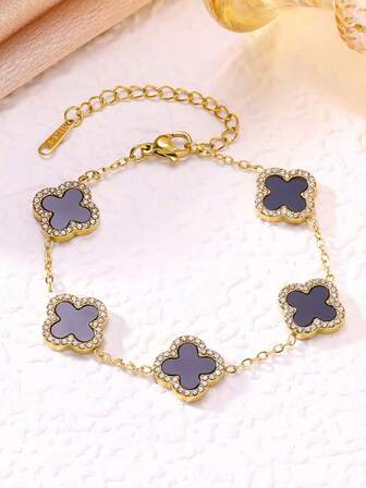 1件女士不锈钢时尚手链，适合日常佩戴