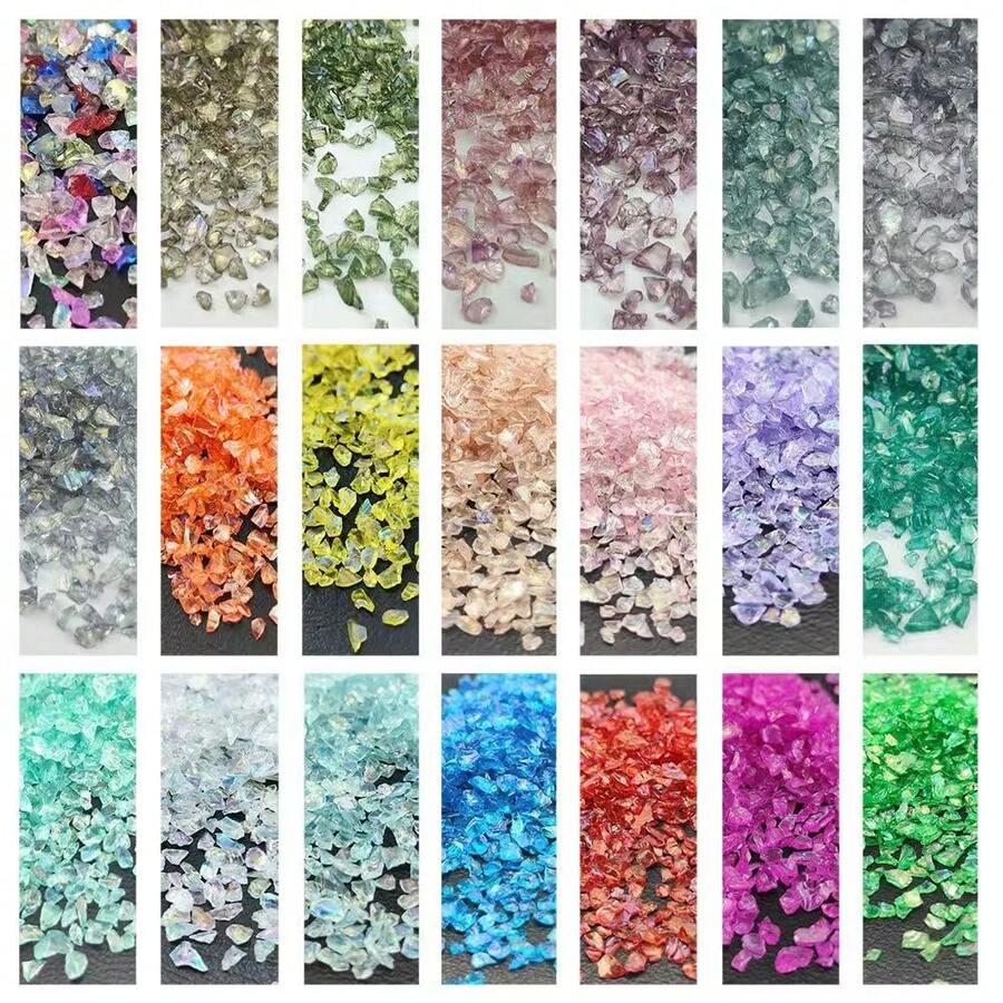 Random 10g Colorful Fantasy Gravel Is Bright In Color, Not Easy To Fade, And The Texture Is Transparent And Advanced, Which Is Suitable For Manual DIY Creation/Fleshy Potted Pavement/Wedding Scene Layout/Beads /DIY. - Multicolor - View 1
