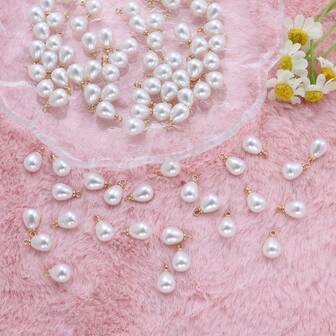 30 piezas de colgante de perla falsa en forma de lágrima, elegante accesorio DIY para decorar pulseras, collares, zapatos y ropa