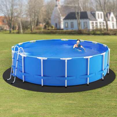 12ft Round Pool Liner Pad, Pool Liner Pad For Above Ground Swimming Pools, Extra-Thick Pool Mat, Prevents Punctures, Recycl Ed Geotextile Material Underlayment Pad, Extend Liner Life