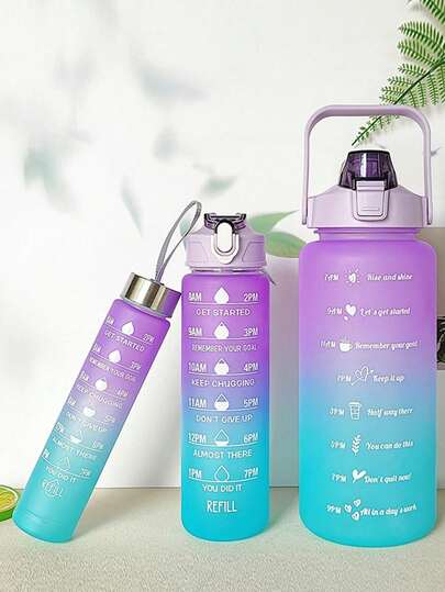 1 st 2L eller 750ml eller 280ml stor kapacitet rosa tonad PC-vattenflaska, sport- och fitnessbärbar sugrörsmugg, för hemma- och resor utomhusbruk