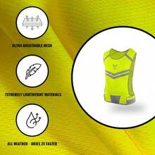 La Chaleco Reflectante para Running Senderismo Ciclismo Ciclismo Correr Gear y más con 2 Bandas de  de Alta VisibilidadHigh-Visibility Vest - AmarilloNen - Ver 7