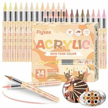 Skin Tones Art Markers,12/24/36/48 Color Soft Brush Tip Acrylic Paint Pens, Quick-Drying Waterproof Acrylic Paint Markers For Illustration Sketching, Wood,Glass,Fabric,Rocks Painting - Skin Tone Marker - View 4