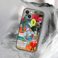 Funda de teléfono D-DtMF B-Bad B-Bunny compatible con  17,16,15,14,13,12,11,Pro,XS,Max,XR,Plus,E,SE4,Mini, funda negra suave, compatible con funda de  17, funda de  17 Pro, funda de  17 Pro Max - z5 - Ver 5