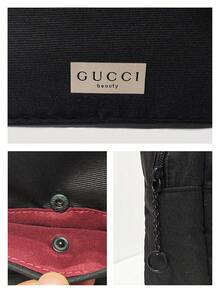Gucci Black Double-Layer Makeup Bag, Multi-Compartment, Spacious Storage, Zipper Closure, Durable Travel Case - Black - View 6