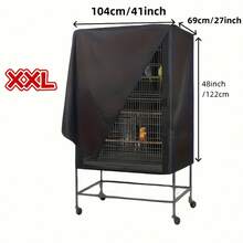 1pc Waterproof Durable Washable Windproof Bird Cage Cover, Suitable For Parrots, Small Birds And Other Small Animals Sleep, Shading And Sunshade - Black - View 7