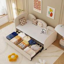 SOFTSEA Twin Size Dormeuse con cassetti portaoggetti, Velluto gepolstert Dormeuse, Schlafzimmer Wohnzimmer Divano letto moderno Daybed Frame für Wohnzimmer, Kinderzimmer, Schlafzimmer,Modern Style - Beige - Visualizzare 8