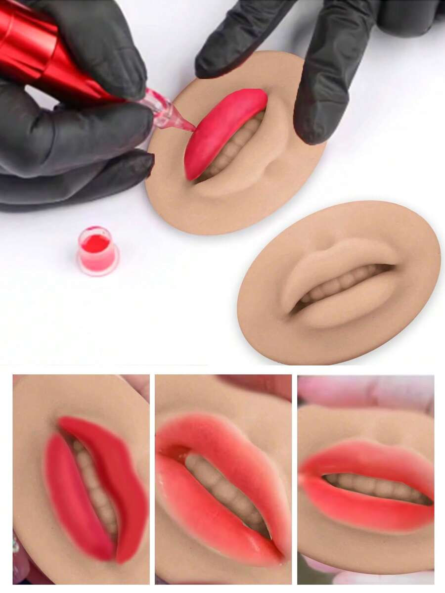 Soft Silicone Lip Practice 3D Practice Lips Mold With Teeth Reuseable Training Skin For Lip Blush Permanent Makeup 1pc - Apricot - View 1