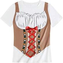 Oktoberfest - playera de manga corta para mujer, estampado 3D, festival de cerveza alemn - XL + Caqui - Ver 1