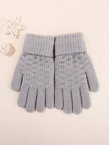 1 para dziecięcych dzianinowych rękawiczek z klapką, ciepłe, dzianinowe rękawiczki z podszewką dla chłopców i dziewcząt na jesień/zimę, studenckie, odporne na zimno, pięciopalczaste rękawiczki