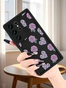 Y2K Aesthetic Purple Rose Plaid Heart Pattern Phone Case,Unique Design Sense,Compatible With Samsung Galaxy S25Ultra S25Plus S25 S24FE S24 S23 S22 S21FE S21Ultra Plus Note20 Note20Ultra A13 A14 A15 A16 A17 A33 A34 A35 A36 A52 A53 A54 Case - 白色 - 查看 4
