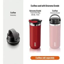 WACACO Octaroma Grande Taza de Cafe para Llevar de Aislamiento al Vacio 15 fl oz 435ml Vaso de Viaje de Acero Inoxidable de Doble Pared conTapa para Beber a Prueba de Fugas Rojo - Rojo - Ver 6