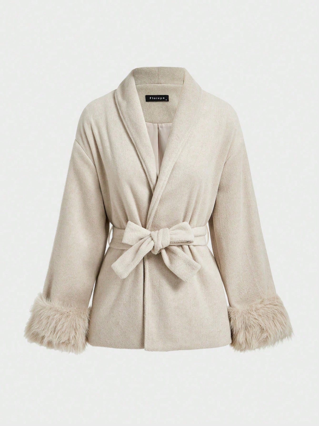 معطف طويل الأكمام كاجوال أنيق وبسيط، لون أحادي مع...