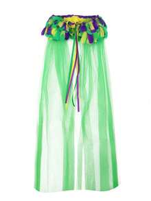 Ensemble de costume de carnaval - Masque de mascarade en plumes et jupe en tulle vert avec ceinture en plumes, masque en plumes pour femme, ensemble de demi-masque en dentelle dégradé, masque de mascarade, accessoires de costume d'Halloween, accessoires de robe de fête - Multicolore - Voir 8
