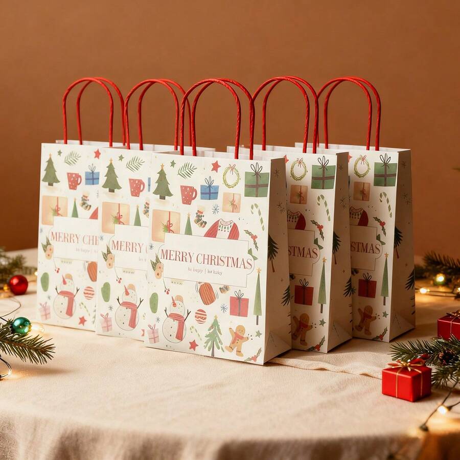 3个/5个/10个装圣诞新年甜点包装袋，情人节牛皮纸礼品袋，蛋糕烘焙面包外卖袋 - 派對禮品袋 - 查看 1