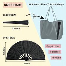 13-Inch Large Folding Fan, Shining - Hand Fan Pops Out Fan Strings, Dance To Strike Fan Boots, Dance On The Ground, Party, Outdoors, Decoration Shining - 黑色 - 查看 2