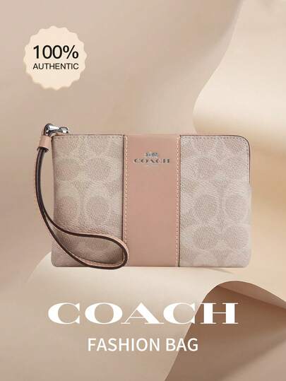 Coach 女性用コーナージッパーリストレット、女性用リストレットクラッチ、本革スマートフォン財布、リストストラップ付きハンドバッグ、女性用財布