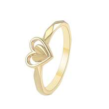 Charm-In 1 pezzo Anello da donna in ottone placcato oro 18K con pietra di zirconia geometrica, disponibile in più misure, regalo ideale per San Valentino o la Festa della Mamma - Dorato - Visualizzare 15