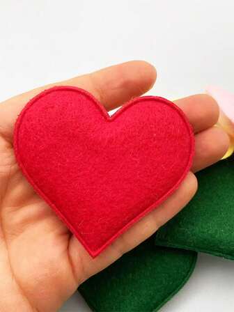 20pcs 2.56-Inch Double-Sided Fluffy Red Heart-Shaped Decals, Suitable For Valentine's Day Decoration, Valentine's Day Gifts, Valentine's Day Parties, DIY Hair Clips, Bows, Clothes, Hats And Shoes Red/Pink Dreamy Theme Sewing Patches, Craft Hair Clips