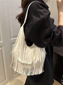 Long Tassels Women Handbag Fashion Shoulder Bags For Ladies Hand Bag Soft PU Leather Casual Hobos Armpit Bag Female Tote - Multicolor - View 4
