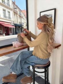 Women's Solid Color Cardigan Sweater, A Long-Sleeved, Well-Fitted Style With Front Buttons And Lace Details, Fashionable And Versatile. This Cute, High-Quality, Comfortable Sweater Is A Bestseller, Perfect For Festivals, Vacations, Street Outings, Going Out, And Back-To-School Season,Christmas Sweater,Thanksgiving For Women.