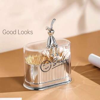 Qtip-hållare badrumsorganisatör, 2-delad badrumsförvaring för bomullstussar, bomullspinnar, pads, tandtrådsbehållare