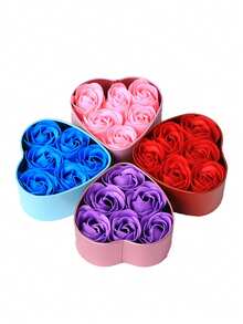 心形礼盒套装，马可铁盒包装花香皂，花香皂，玫瑰花瓣造型皂，玫瑰精油温和沐浴皂，情人节礼盒套装，玫瑰花瓣香氛礼盒，沐浴露，婚礼回礼，婚礼派对礼物，人造干花，情人节礼物