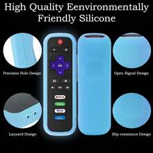 Funda para control remoto AWYYRemote que se ajusta a un paquete de 3 fundas para control remoto Roku compatibles con el control remoto Onn Roku TV  Roku Express 4K que brilla en la oscuridad - Rosa brillante Azul brillante Verde brillante - Ver 3