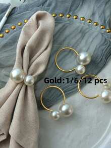 1/6/12 chiếc Vòng trang trí khăn ăn bằng ngọc trai - Giá đỡ khăn ăn bằng kim loại vàng/bạc có thể giặt được, Giá đỡ vòng khăn ăn, Khóa cài khăn ăn, Bộ 6 vòng khăn ăn/Bộ 12 vòng, Khóa cài thời trang, Trang trí bàn nhà hàng cho đám cưới, tiệc tùng, bàn ăn - Đồ trang trí thanh lịch, Dành cho DIY, sự kiện và nhà hàng, Lễ hội họp mặt gia đình, Trang trí bàn ăn nhà bếp, Tiệc tối, Dã ngoại, Sự kiện tiệc - Nhiều màu - Xem 13