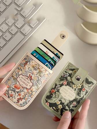 1pc/2pcs Pull-Out Card Holder, Large Capacity, ID Card Holder, Creative Card Holder, Multi-Card Slots, Anti-Demagnetization, Compact And Ultra-Thin Card Clip