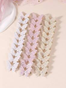 10pcs/Set Girls Metal Glitter Butterfly Hair Clips, Elegant Princess Style Hair Accessories, Suitable For Teens Daily Wear - Butterfly - View 1