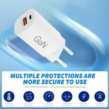 快速充电 GaN 充电器 墙式充电器 30W USB-C 适配器 快速充电器 Type-C 30W PD 手机 QC3.0 双端口快速充电器 兼容 17 16 15 Pro Max、Galaxy、电子书阅读器、平板电脑，几乎兼容所有电子设备，马卡龙配色系统 阵亡将士纪念日夏季启动 - 查看 6