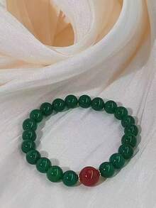 1条经典欧美风时尚玛瑙手链，搭配同色绿色玛瑙珠，夏季时尚单品 - 星星 - 查看 3