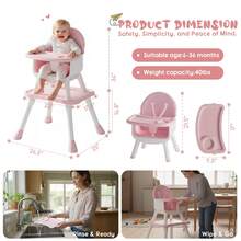 6 In 1 Baby High Chair Convertible Highchair For Babies And Toddlers Booster Seat For Kitchen Chair - Pink - View 3