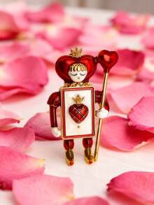 1枚时尚优雅的红色黑桃士兵珐琅胸针，适合装饰男女服装、帽子、包包，日常佩戴、旅行、露营、约会皆宜，也是送给朋友和情人节的绝佳礼物。 - 彩色 - 查看 2