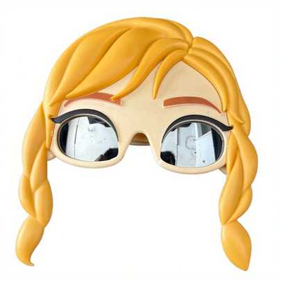 1 pieza Gafas de fiesta 2025 nuevas, estilo de trenzas de dibujos animados, unisex, plástico resistente, accesorio de disfraz divertido, perfecto para cumpleaños, ambiente de fiesta