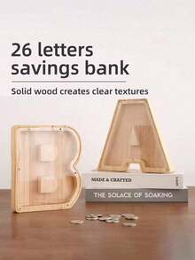 Piggy Bank For Wooden Large Letter Piggy Bank Alphabet Money Bank With Initial , Coin Bank Fun Gifts For Birthday, Christmas, Festival - Multicolor - View 10