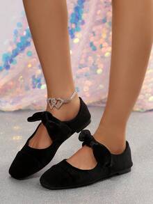 Women's New French Retro Bow Tie Flat Mary Jane Shoes, Versatile Slip-On Shoes - Black - View 11