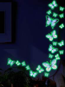 23pcs Glow In The Dark Blue Butterfly Wall Stickers For Bedroom Living Room Decor, Luminous Night Light Butterfly Sticker Garden Lights Garden Decor Wedding Decor - Luminous Butterfly - View 10