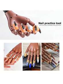 Practice Hand For Acrylic Nails-Fake Flexible Movable Practice Nail Hand Practice For Acrylic Nail Kit, Maniquin Hand For Nail Practice With 100 Pcs Refill Nail Tips For Christmas Gifts, Valentine's Day Gifts