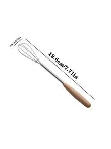 3pcs Wooden Handle Whisk Set, Mini Stainless Steel Milk Frother, For Mixing, Blending, Whipping Or Stirring In Kitchen - Multicolor - View 3