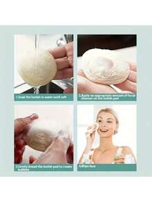 3件装丝瓜络洗脸巾，丝瓜络海绵洁面巾，丝瓜络海绵去角质丝瓜络卸妆巾，温和去角质面部磨砂海绵，深层清洁洗脸海绵，无香型男女通用护肤工具 - 彩色 - 查看 3