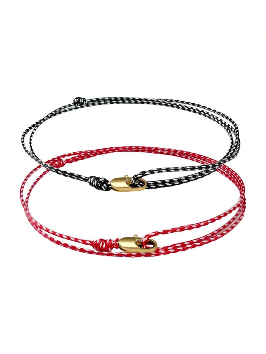 2pcs Waterproof Nautical Beach Rope Lobster Clasp Adjustable Wrapped Surfing Bracelet/Anklet, Unisex