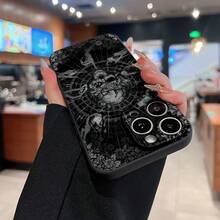 Estuche para teléfono TPU negro con borde recto y diseño floral de calavera compatible con estuches para teléfonos   17  16 Pro Max  15 Pro Max  13 y  12 Hecho de material TPU que brinda protección contra golpes y caídas Un gran regalo para familiares, amigos, seres queridos, novios/novias y Halloween,fundas para celular,fundas de celular,funda de celular,fundas graciosas,fundas para celulares,fundas de ,fundas  11, 13,fundas para  14,case ,fundas ,funda , - Negro - Ver 6
