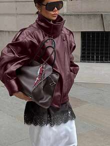 Jachetă casual pentru femei, culoare solidă, cu buzunar frontal și nasturi, haină ușoară cu detalii la buzunare, potrivită pentru toamnă/iarnă